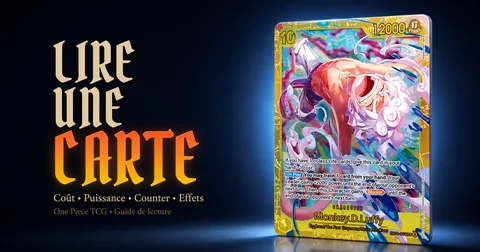 Lire une carte One Piece TCG avec coût puissance Counter attribut et texte d’effet
