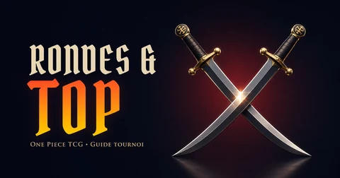 Rondes suisses et TOP One Piece TCG représentés par deux sabres croisés